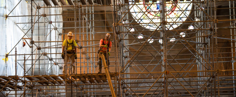 Scaffolding Installed for Ceiling Restoration Work